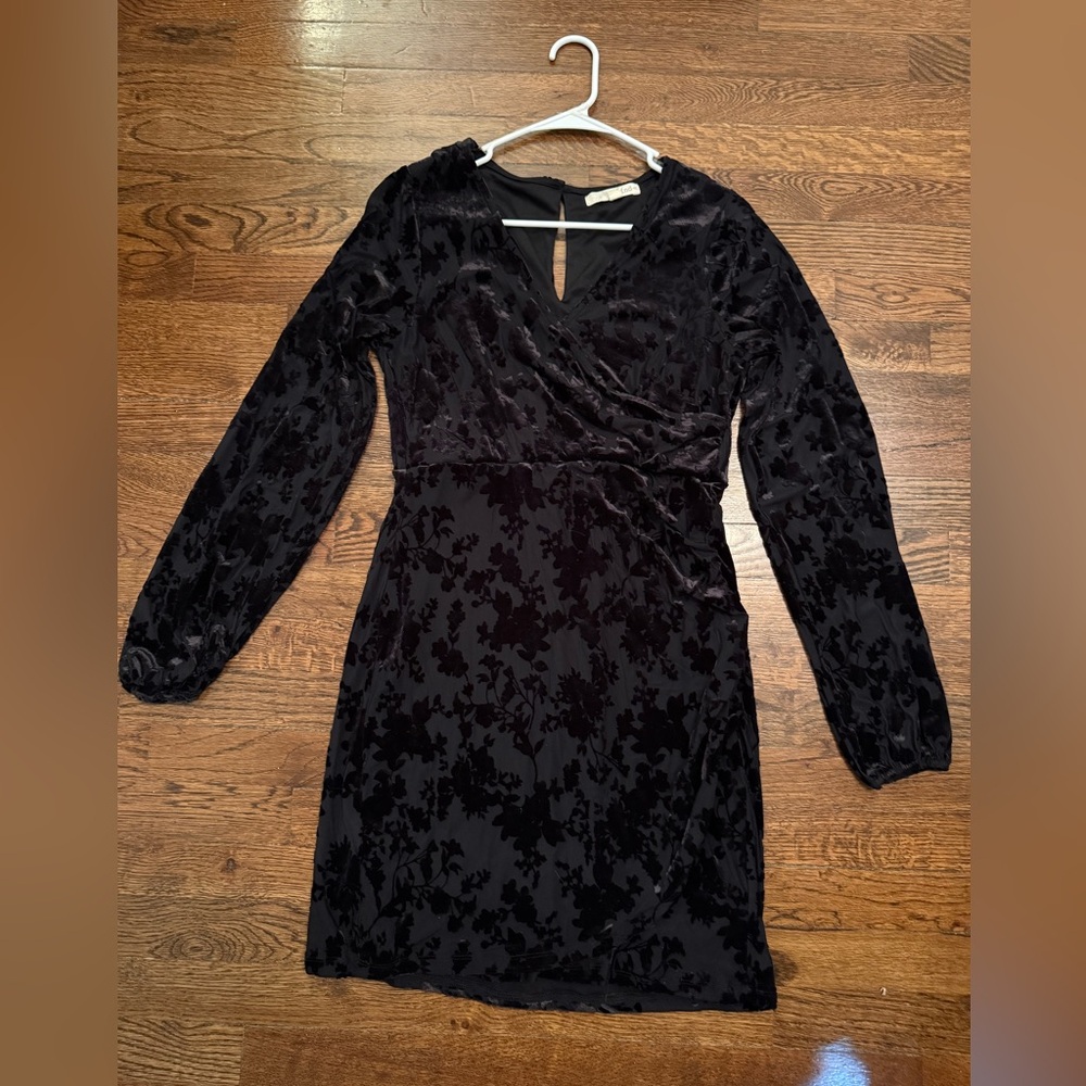 Rewind Black Floral Long Sleeve Dress